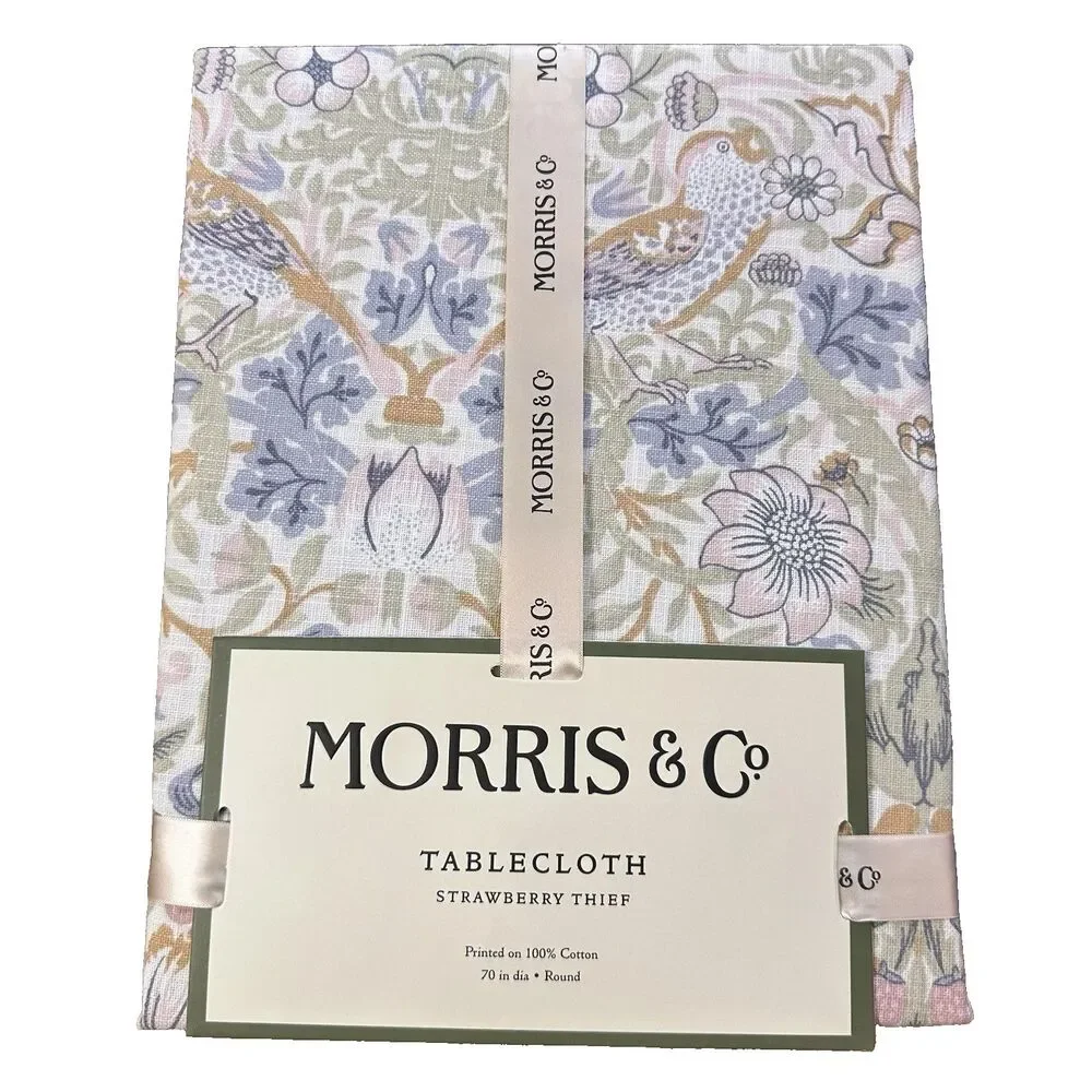 William Morris & Co Strawberry Thief Floral Tablecloth 70